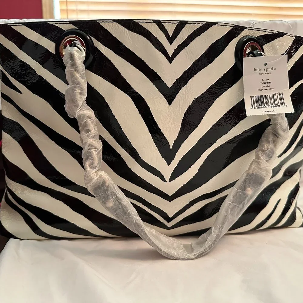 Kate Spade NWT Zebra Patent Tote Bag - Picture 1 of 8